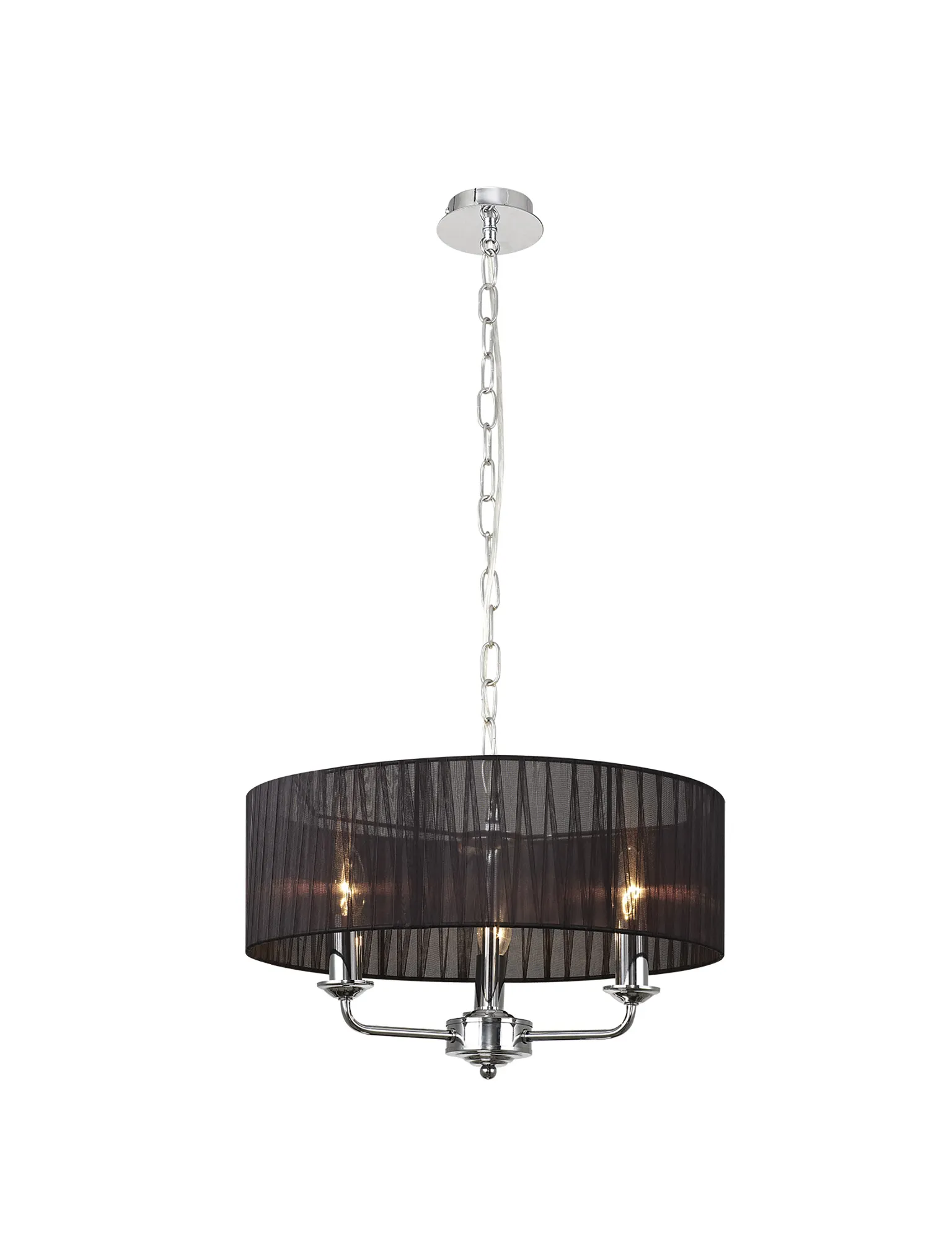 DK0859  Banyan 45cm 3 Light Pendant Polished Chrome, Black